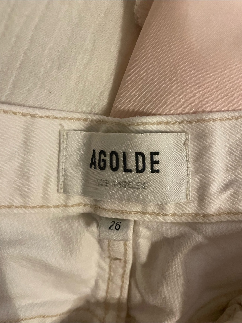 Agolde White Frayed Hem Denim Shorts - Picture 2 of 3